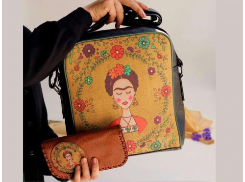 Frida Figürlü Büyük Postacı Kol Çantası Etnik Bohem Style Çanta Cüzdan KOMBİN
